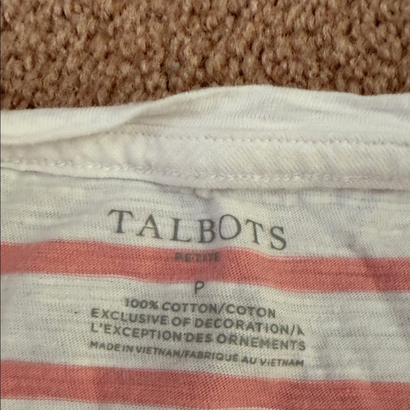 Talbots Long Sleeve Tee with Pink Stripes and Sequin Detail - Picture 2 of 3